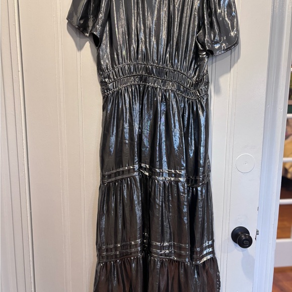 Anthropologie Shimmering Silver Midi Dress (Size L) - Picture 4 of 7